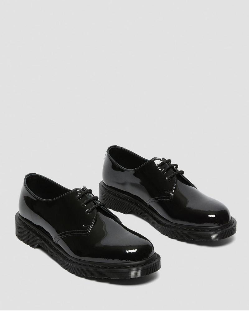 Men's Dr Martens 1461 Made in England Mono Patent Leather Oxfords Shoes Black | AU 595HAP